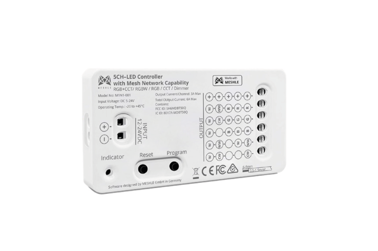 MESHLE flex MINI – 5-Channel Universal LED Driver with Bluetooth Mesh Connectivity